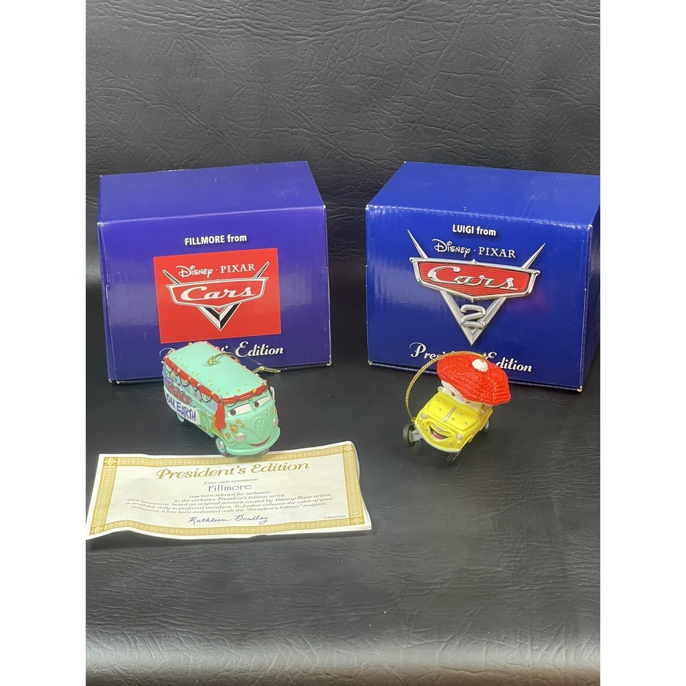 Grolier Disney Early Moments Cars Christmas Ornament Fillmore & Luigi Lot of 2